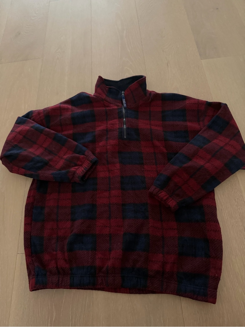 Bugle Boy Red & Navy Plaid Half-Zip vintage fleece